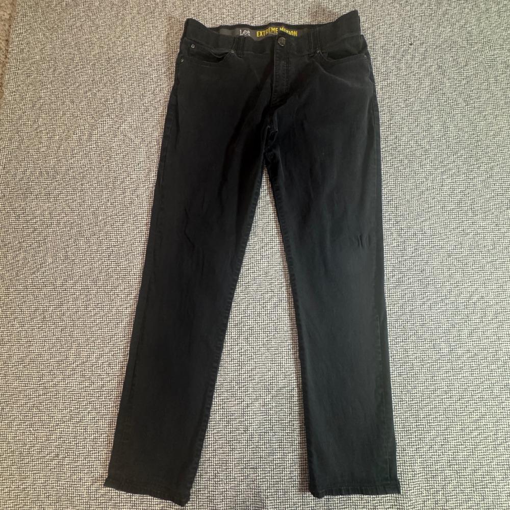 Lee Mens Extreme Motion Straight Fit Tapered Leg Black Jeans 38x34 2015035